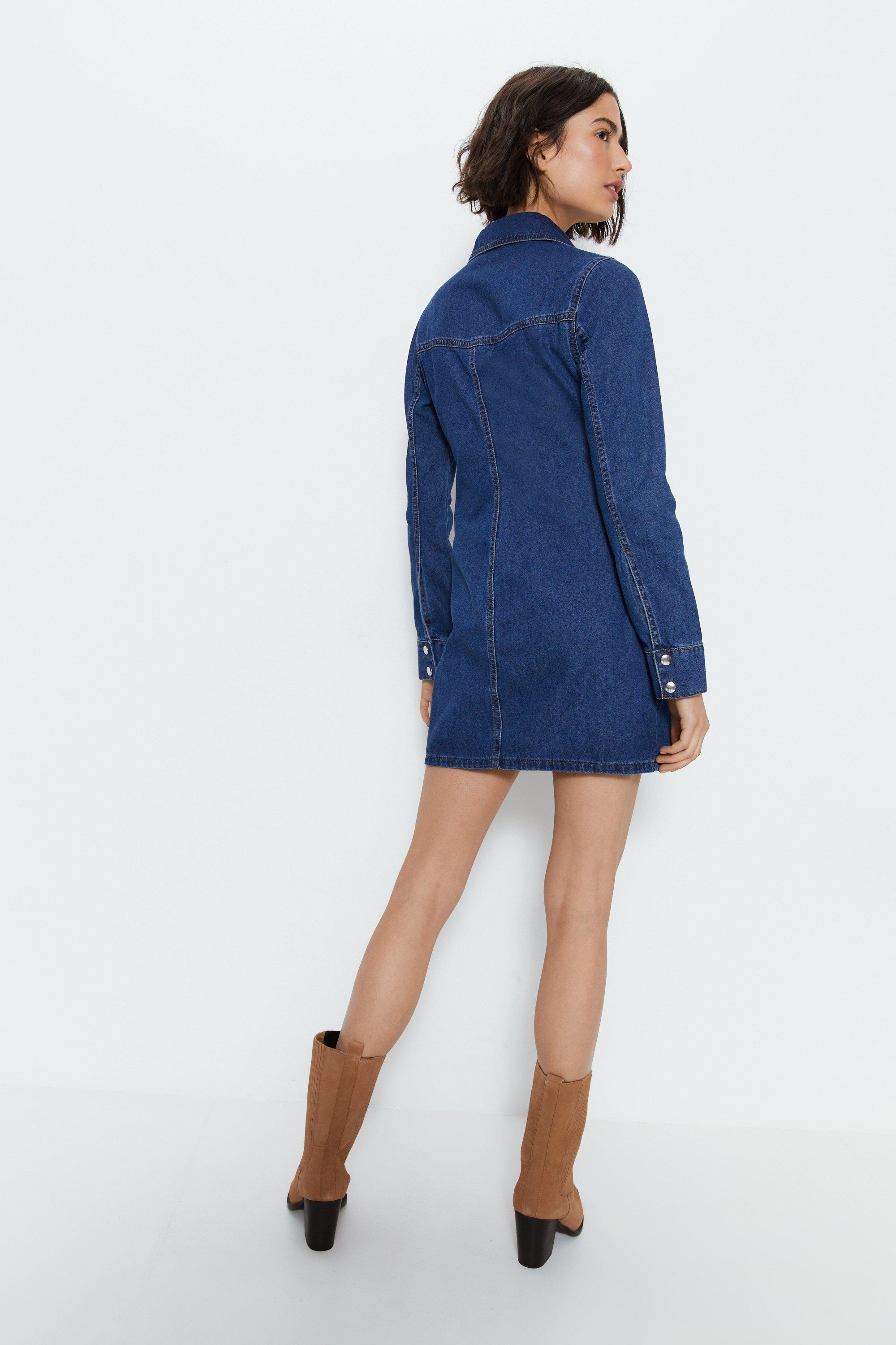 Warehouse long best sale shirt denim dress